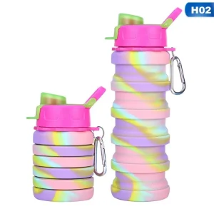 Silicone Folding Water Bottle Travel Multi Color 500 ML